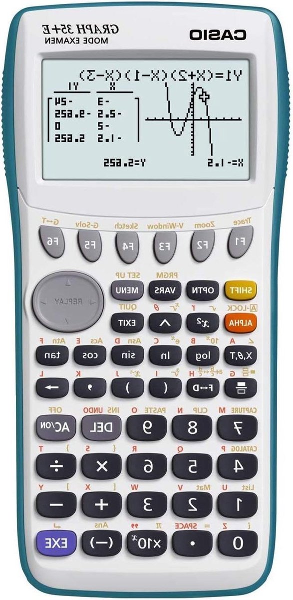 Grafische Rekenmachine - Programmeerrable Calculator - Wiskunde Oplossen - Tot 20 Grafieken - 180 x 87 x 22 mm - Grijs/Blauw