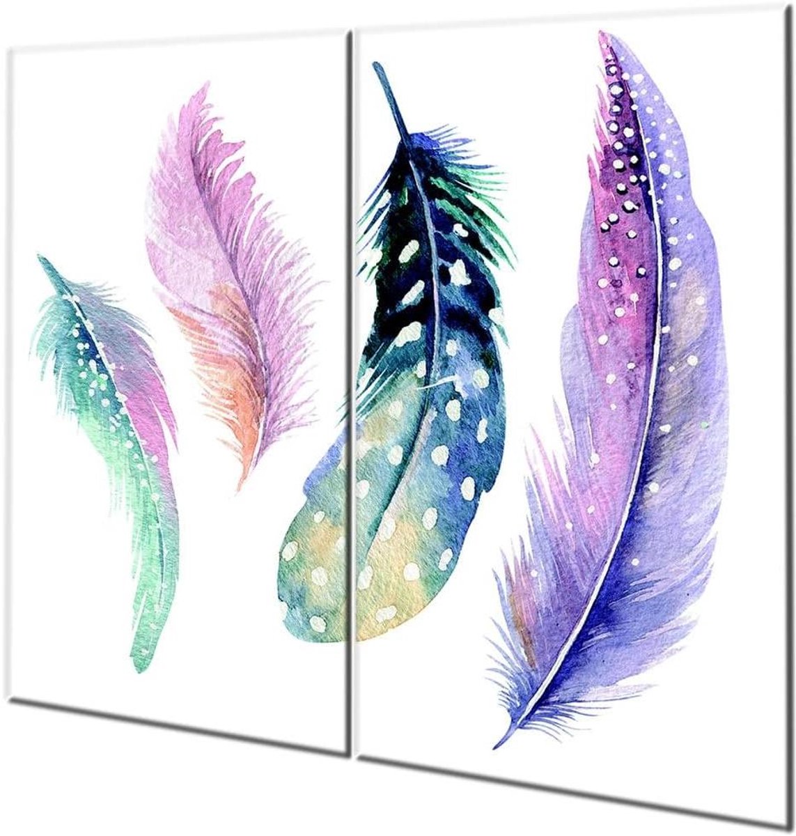 Fornuisafdekplaten Set - Glasplaat Kookplaat - Bescherming Werkblad - Gehard Glas - 60x52 cm - Violet
