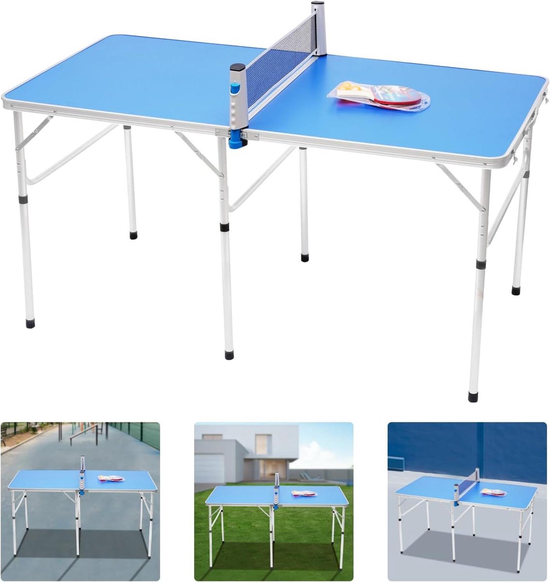 Tafeltennistafel Outdoor - Pingpongtafel Inklapbaar - Buiten Spelen - Weerbestendig MDF - 150 x 75 cm - Blauw