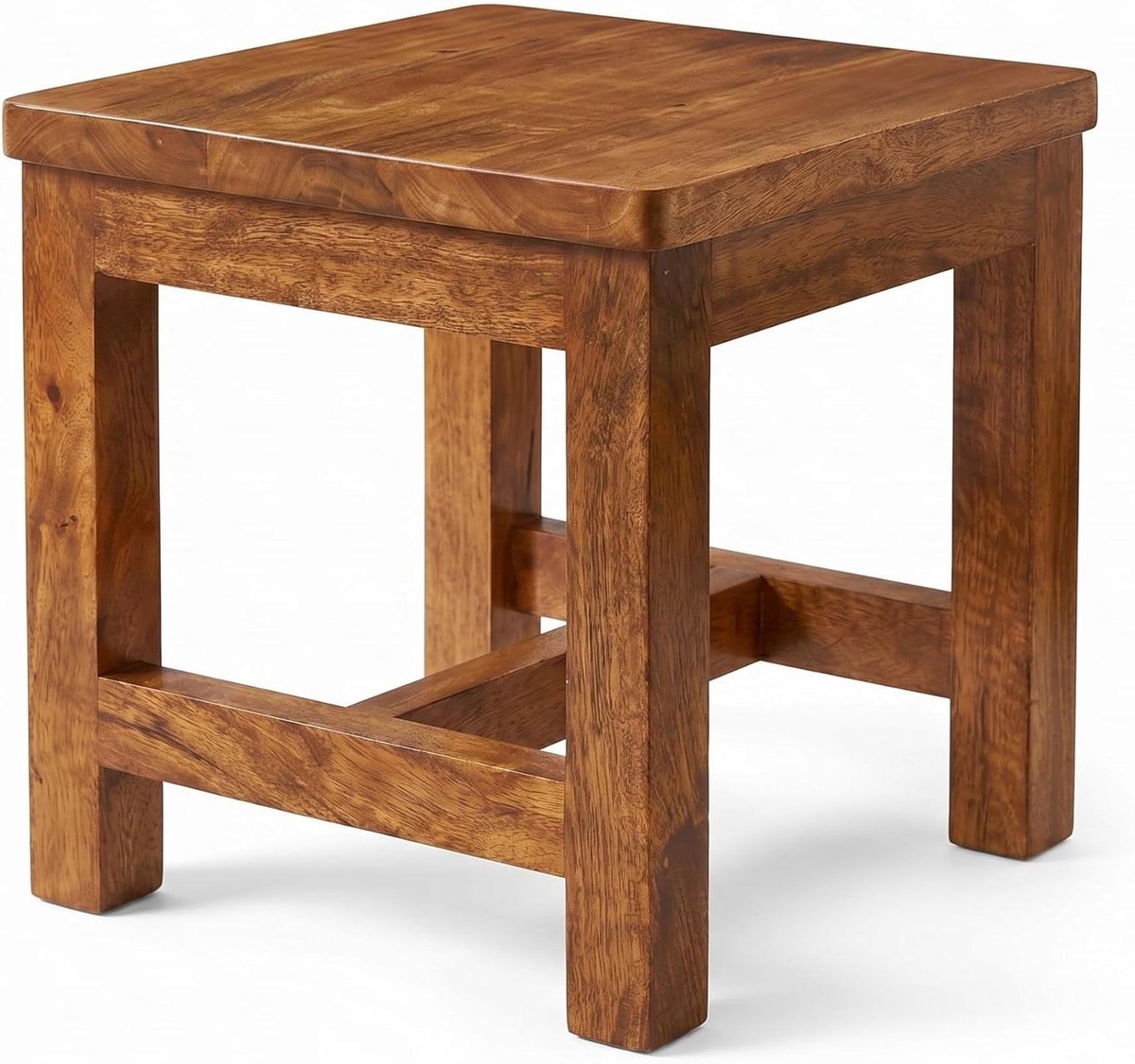 Houten Kruk - Voetenbankje Opstapje - Meubels Stapelen - Massief Mangohout - 30 x 30 x 30 cm - Bruin