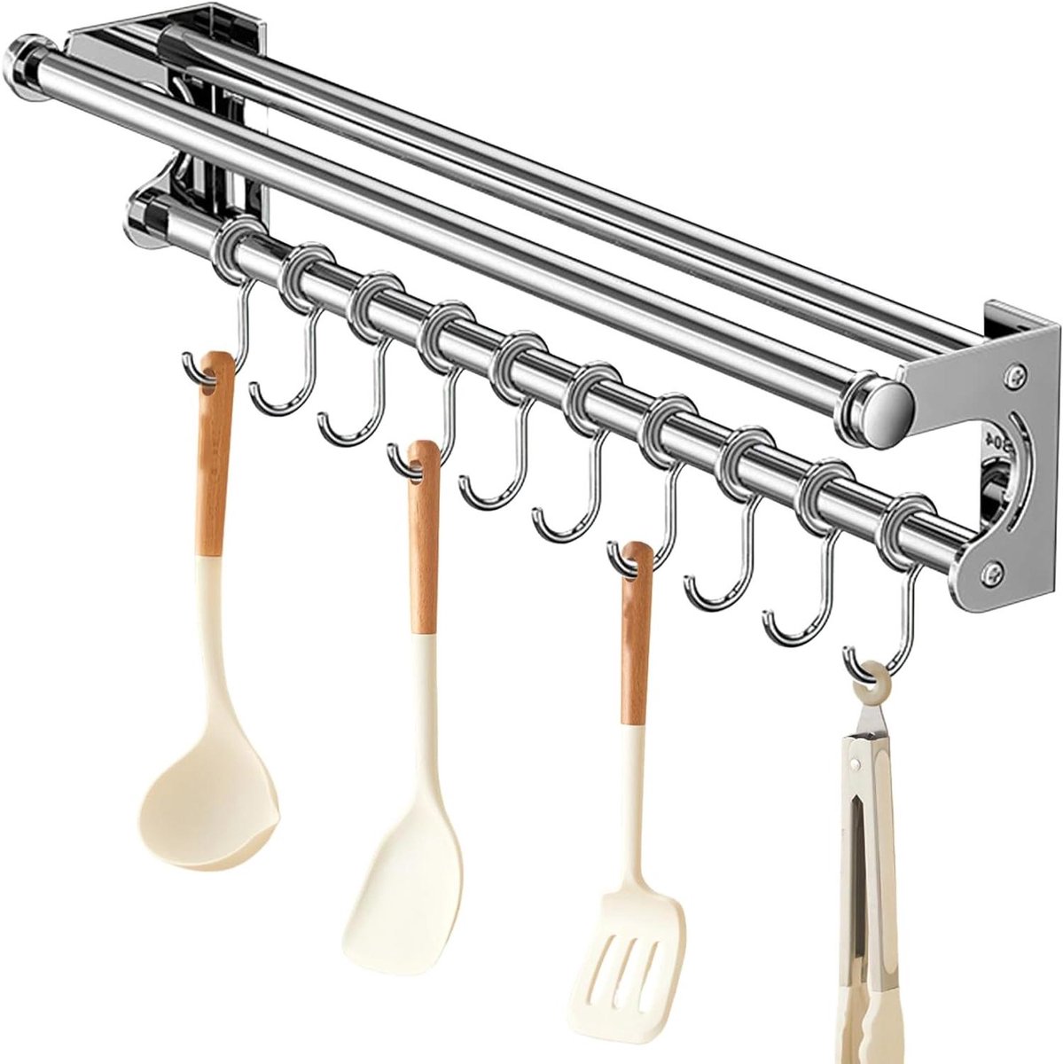 Keukengerei Wandhouder - Keuken Organizer - Keuken Opbergen - Roestvrij Staal - 50 cm - Zilver