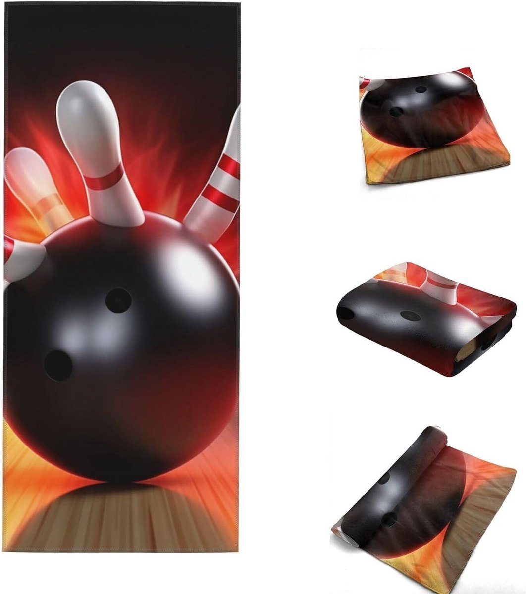 Microvezel Handdoek - Sneldrogende Strandhanddoek - Sport en Reizen - Zeer Absorberend Ontwerp - 30x70cm - Bowling bal