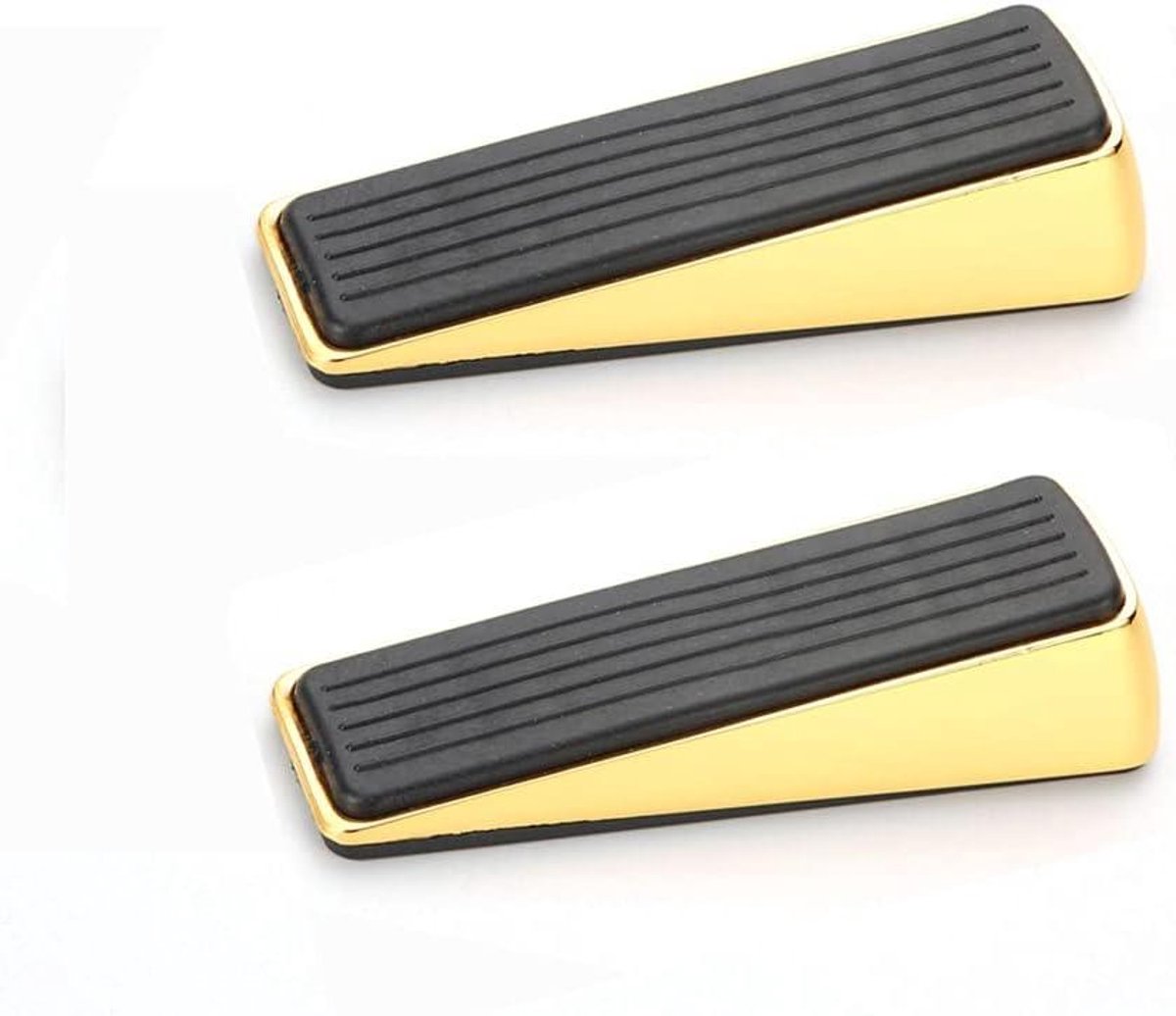 Deurstopper Set - Deurwiggen Antislip - Deuren Open Houden - Zware Zinklegering - 2 stuks 12cm - Geborsteld Goud