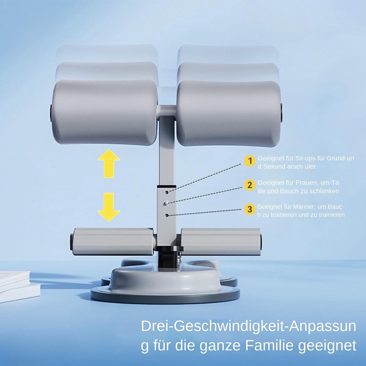 Buiktrainer Hulpmiddel - Sit-up Apparaat - Krachtige Core Training - Met Sterke Zuignap - 27 cm - Grijs