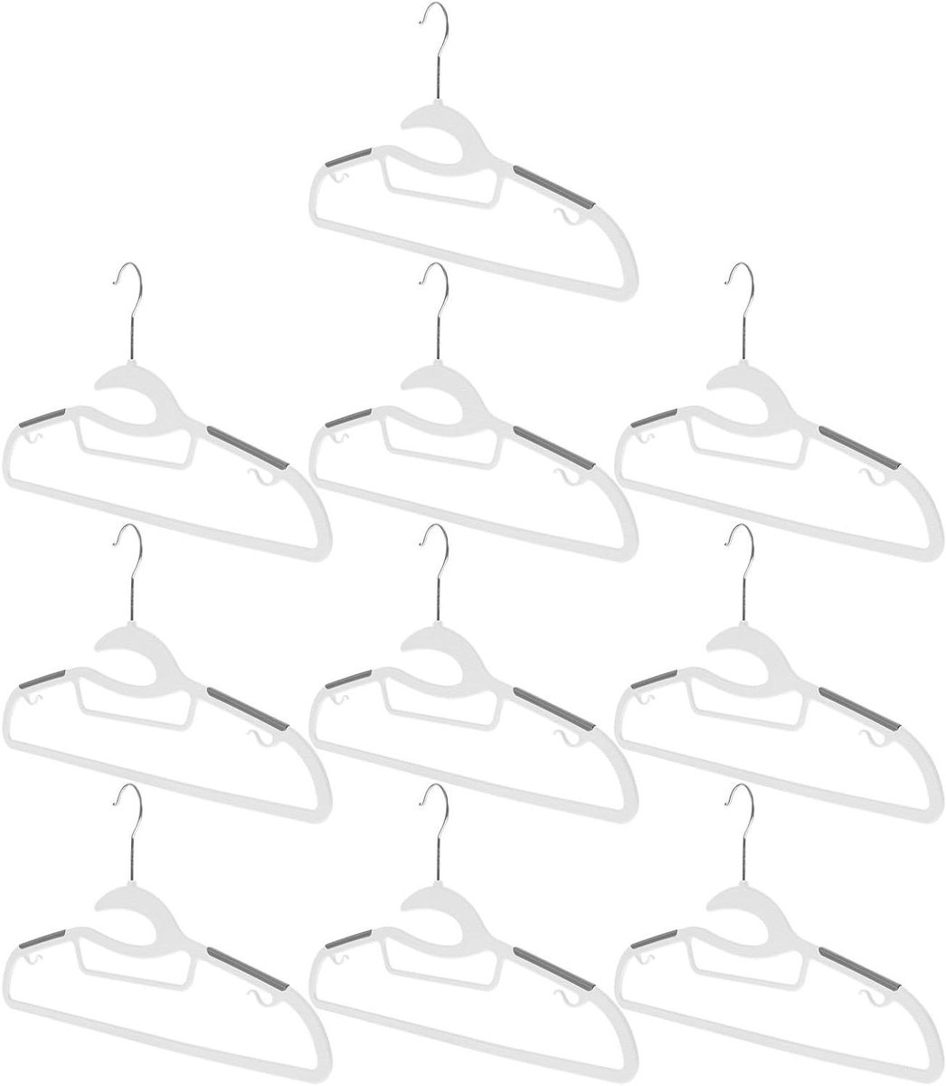 Kledinghangers Set - Kledingsteunen - Kast Organisatie - Antislip Ontwerp - 10 Stuks - Grijs