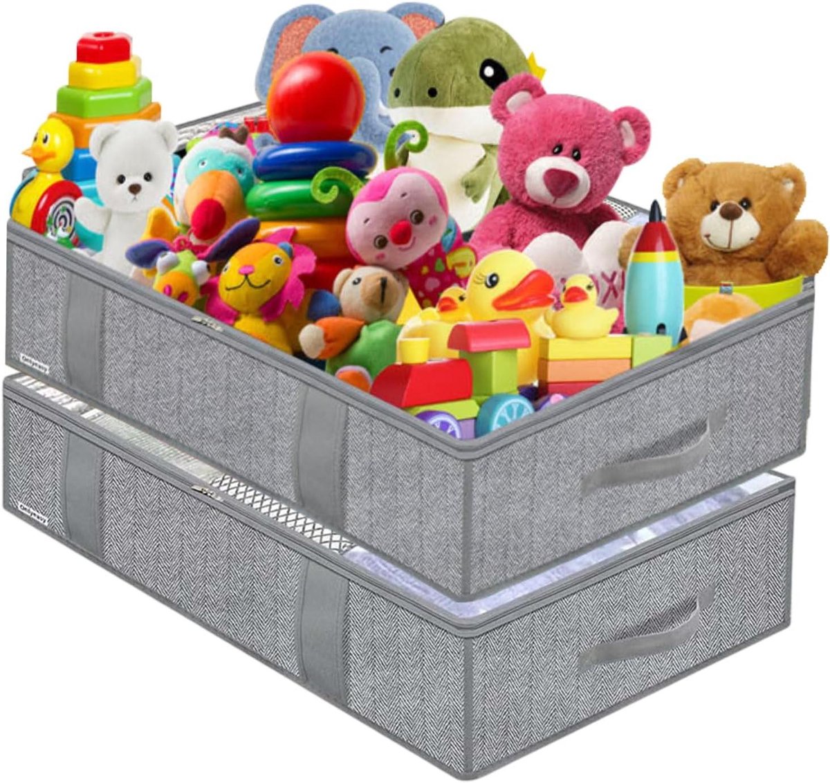 Opbergbox Onder Bed - Dekbed Organizer - Ruimte Besparen - Stofvrije Opslag - 37x32x9 cm - Grijs