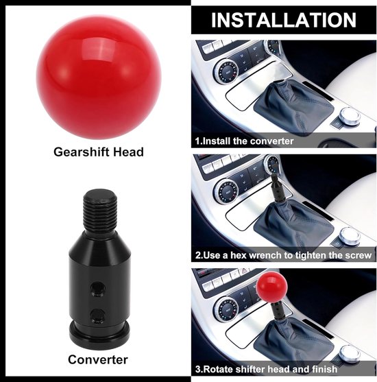 Schakelpookknop Set - Pookknop Adapter - Verbeter Rijcomfort - Gestroomlijnde Styling - M12x1.25 Adapter - Rood — afbeelding 3