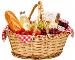 Gerimport Panier de pique-nique avec anse - naturel - 30 x 22 x 11 cm - rotin - osier tressé - panier à anse