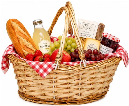 Gerimport Panier de pique-nique avec anse - naturel - 30 x 22 x 11 cm - rotin - osier tressé - panier à anse