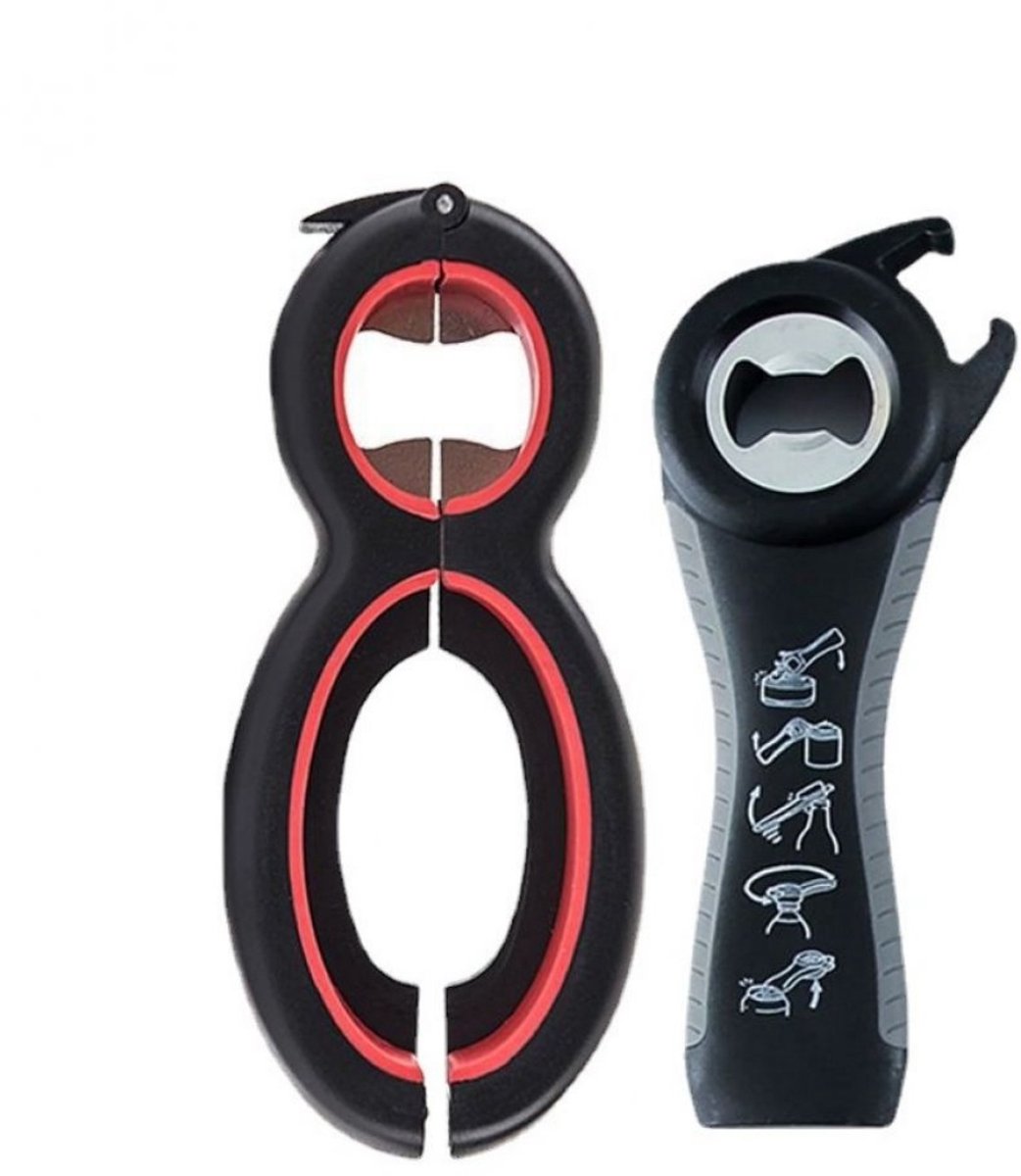 TOVBMUP Set Multifunctionele Openers 6-in-1 en 5-in-1 - Bierflesopener - Blikopener - Potopener - Alles Opener - Geschikt voor conservenblikken, Glazenpotten, Gesealde Zakken, Drankblikjes, Pet Flessen, Blisters Wijnflessen, Schroefdoppen