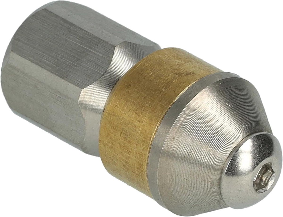 Pijpreinigingsmondstuk - Afvoer reiniger - Verstopte leidingen ontstoppen - Draaibare reiniging - 1/8" binnendraad - Zilver