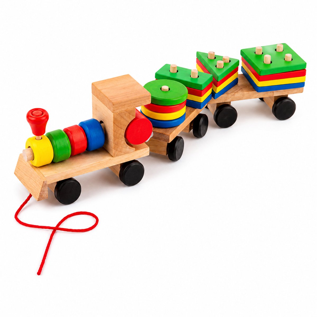 BOECKIE Houten Trein met Blokken - Montessori Speelgoed vanaf 1 Jaar