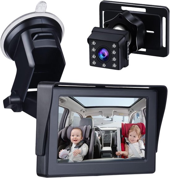 Baby Auto Spiegel, Baby Auto Spiegel 1080P 4.3 Inch Baby Auto Camera Nachtzicht Veiligheid Autostoel Spiegel Camera's Gecontroleerde Spiegels Met Brede Kristalheldere View Verstelbare Hoek