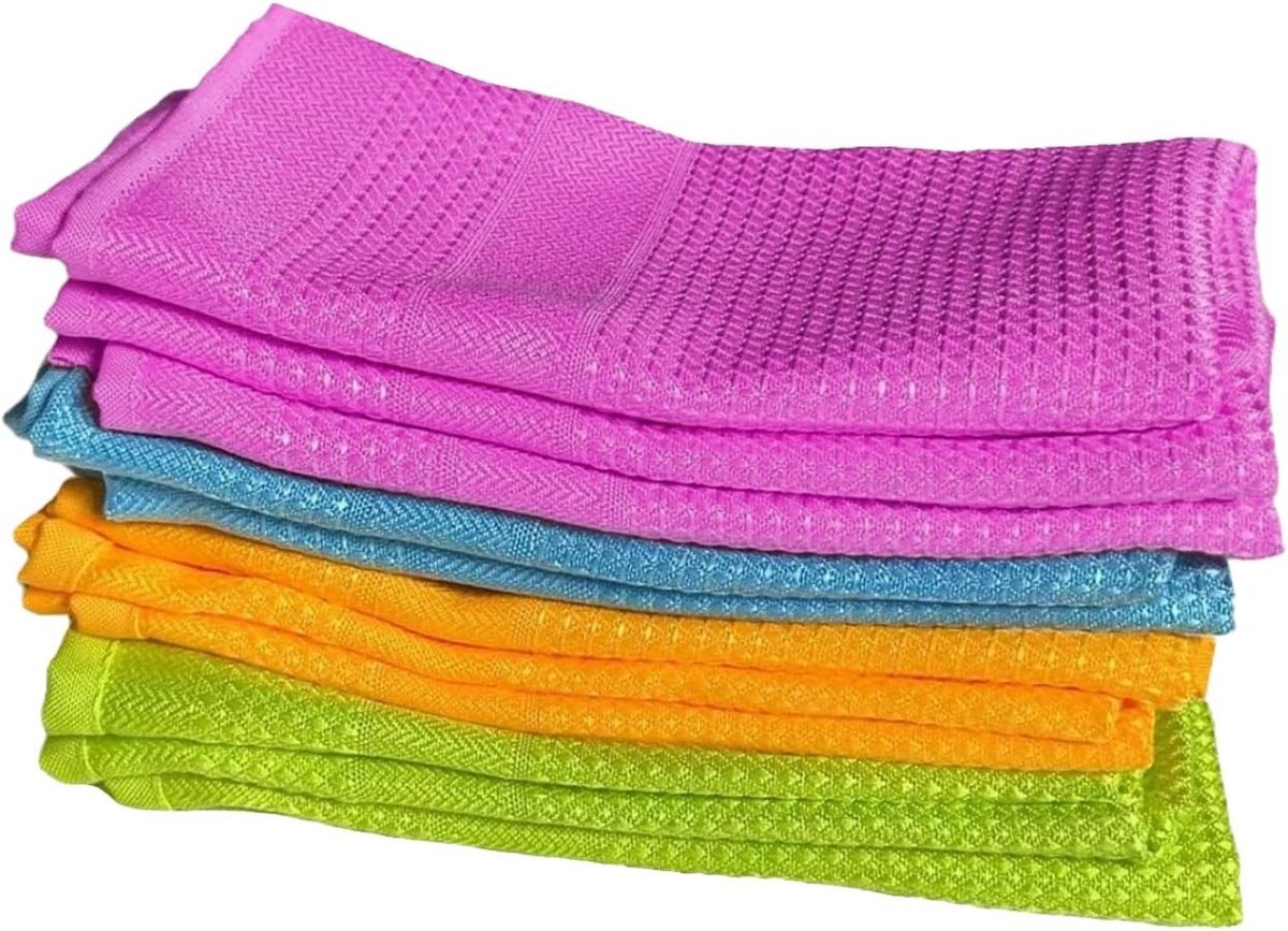 Set van 4 Microvezeldoeken voor Schoonmaken - Ideaal voor Keuken, Auto, Ramen en TV - Absorberend en Sneldrogend, Laat Geen Watervlekken Achter