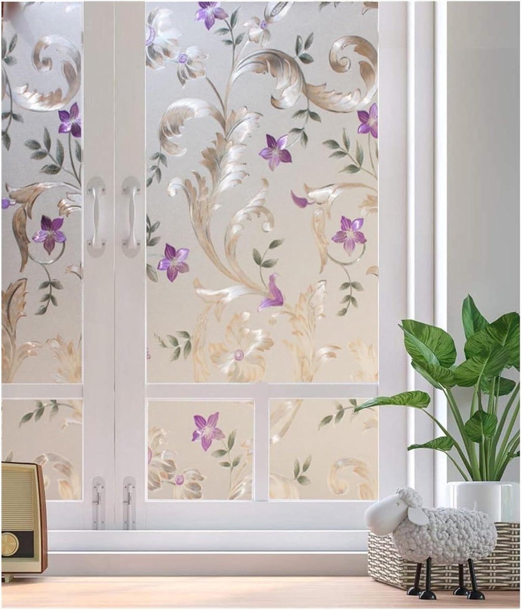 Decoratieve raamfolie - Privacy folie - Ruimte decoreren - Lijmvrije installatie - 60x100c