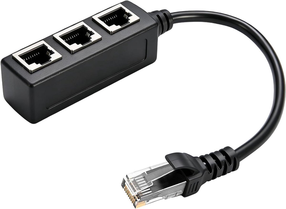 Ethernet Splitter - RJ45 Duplicator - Netwerk Uitbreiden - 1 naar 3 Poorten - 10 x 5 x 1 cm