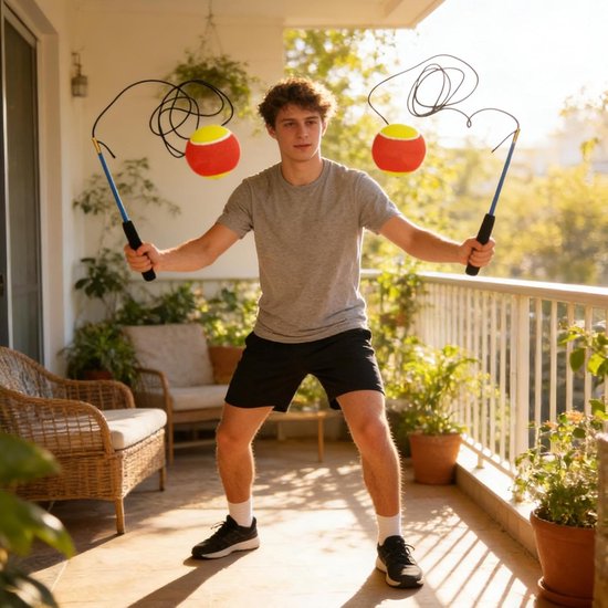 Schouder Swing Bal - Arm Trainer - Spierontspanning - Tangle-Free Dubbele Stangen - 371 Centimeter - Blauw — afbeelding 3