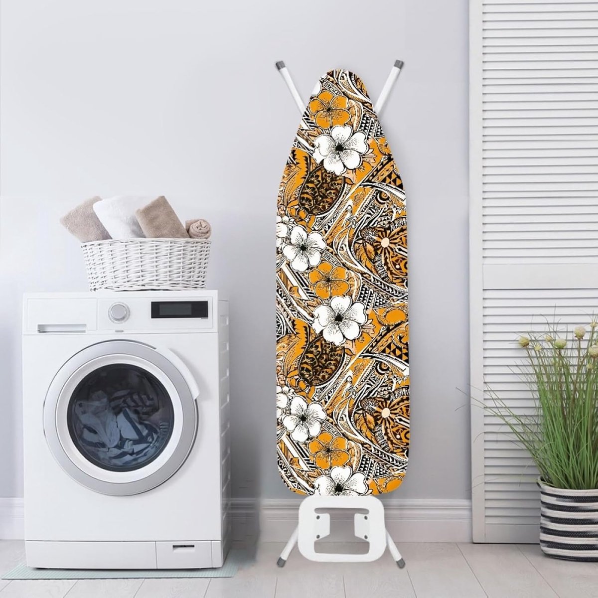 Strijkplankhoes - Strijkplankovertrek - Strijken - Hittebestendig - 130 x 45 cm - Bloemen Oranje