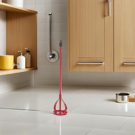 Verfspatel Mengstaaf - Mixer Opzetstuk - Verf Mengen - Roestvrij Staal - 40x8cm - Rood — afbeelding 4