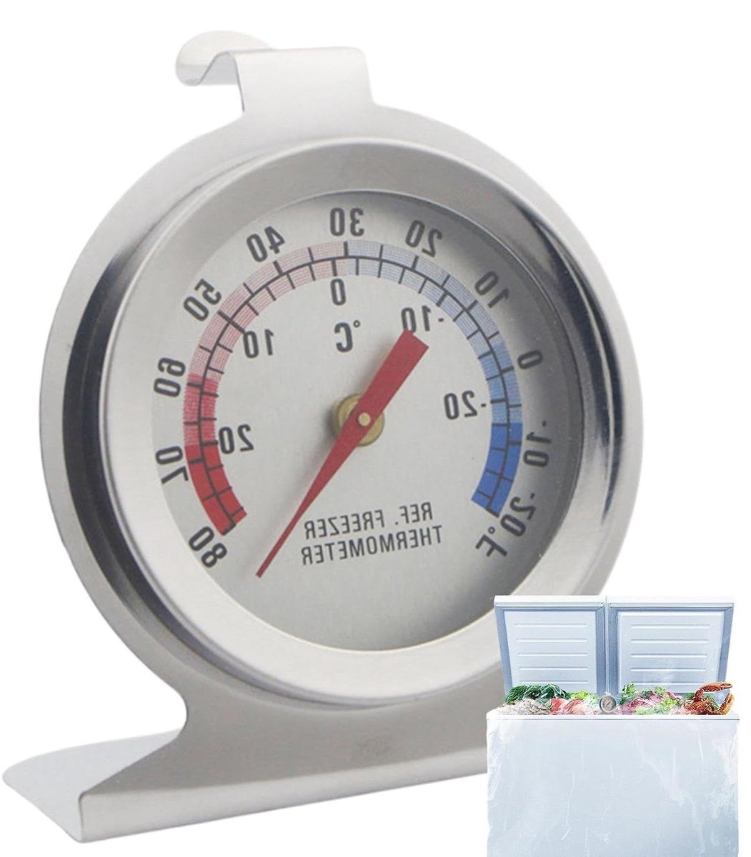 Koelkastthermometer - Temperatuurmeter Koelapparaat - Voedsel Bewaren - Robuuste RVS Behuizing - 72 cm - Meerkleurig