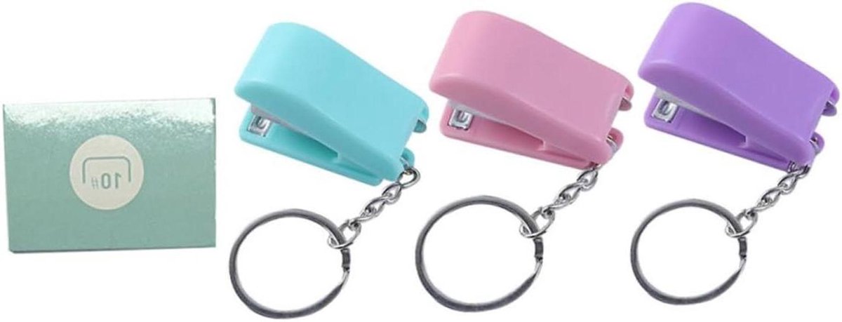 Mini Nietmachine Sleutelhanger - Plastic Nietapparaat - Papier Binden - Compact Ontwerp - 39 cm - Diverse Kleuren