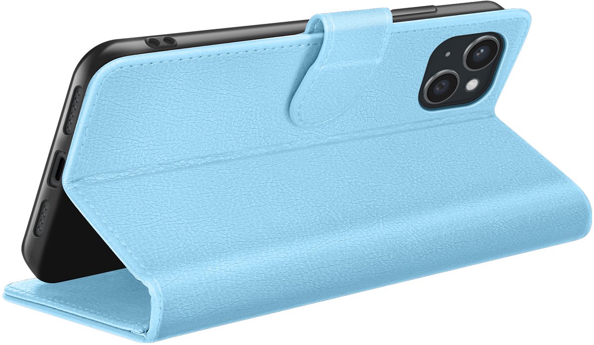 Zanae, Hoesje geschikt voor iPhone 15 Plus - Wallet Case & Magneetsluiting, Hemelsblauw