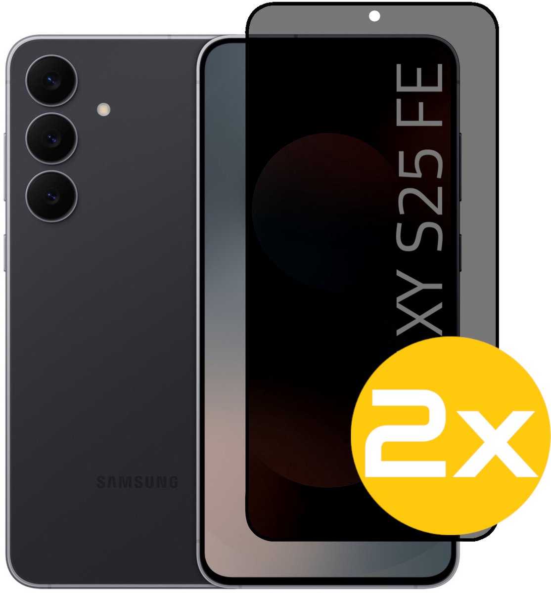 Privacy Screenprotector Geschikt Voor Samsung S25FE (Fan Edition) - Volledige Beschermglas - 2 Stuks
