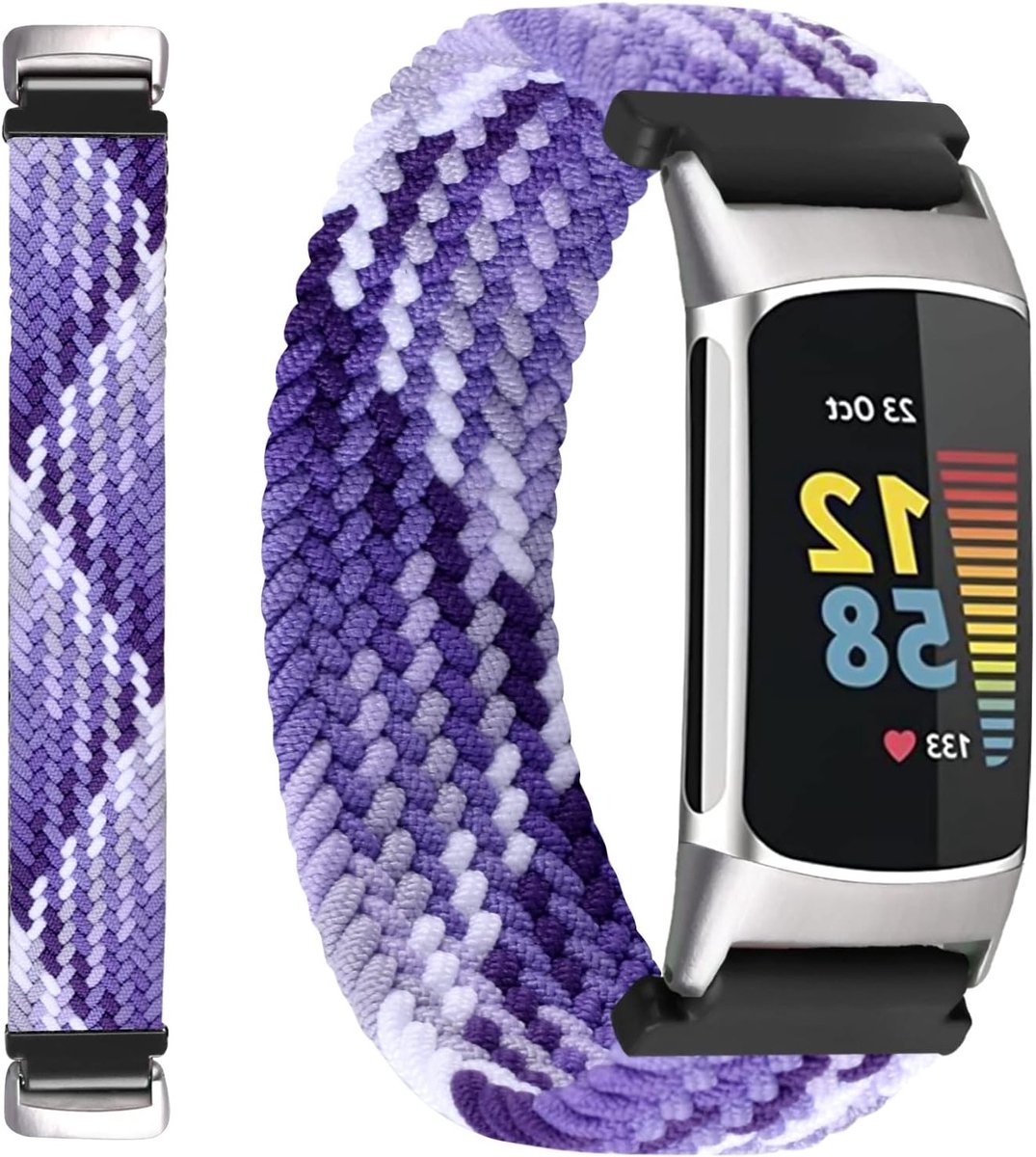 Compatibele Sportband voor Fitbit Charge 5 - Elastische, Ademend, Zacht Nylon Vervangband voor Activiteitstracker voor Dames en Heren