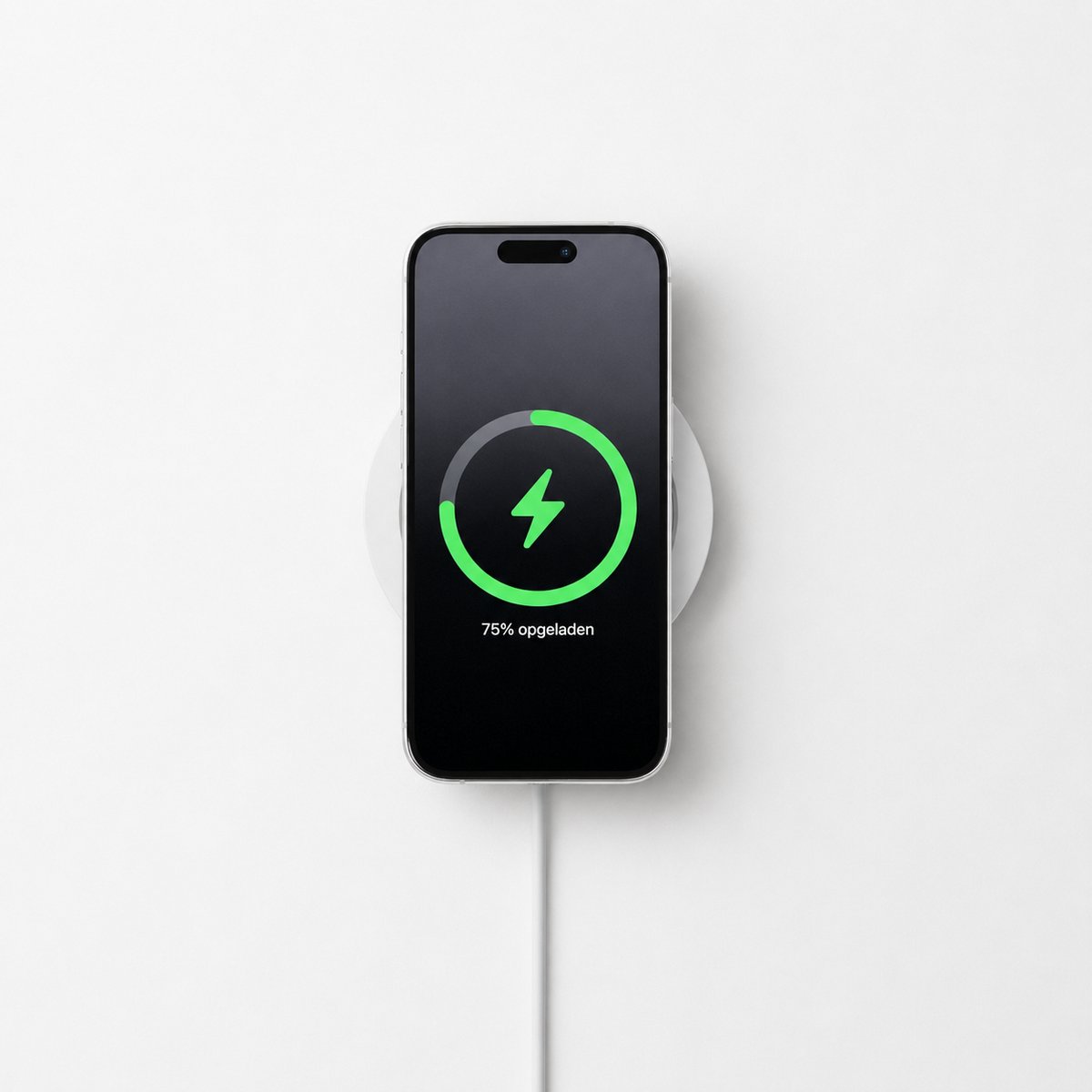 YUOM. Wandhouder Geschikt voor MagSafe Oplader – Magnetische Muurbeugel voor iPhone – Wand Dock met Kabelmanagement – Incl. Schroeven & Pluggen – Wit