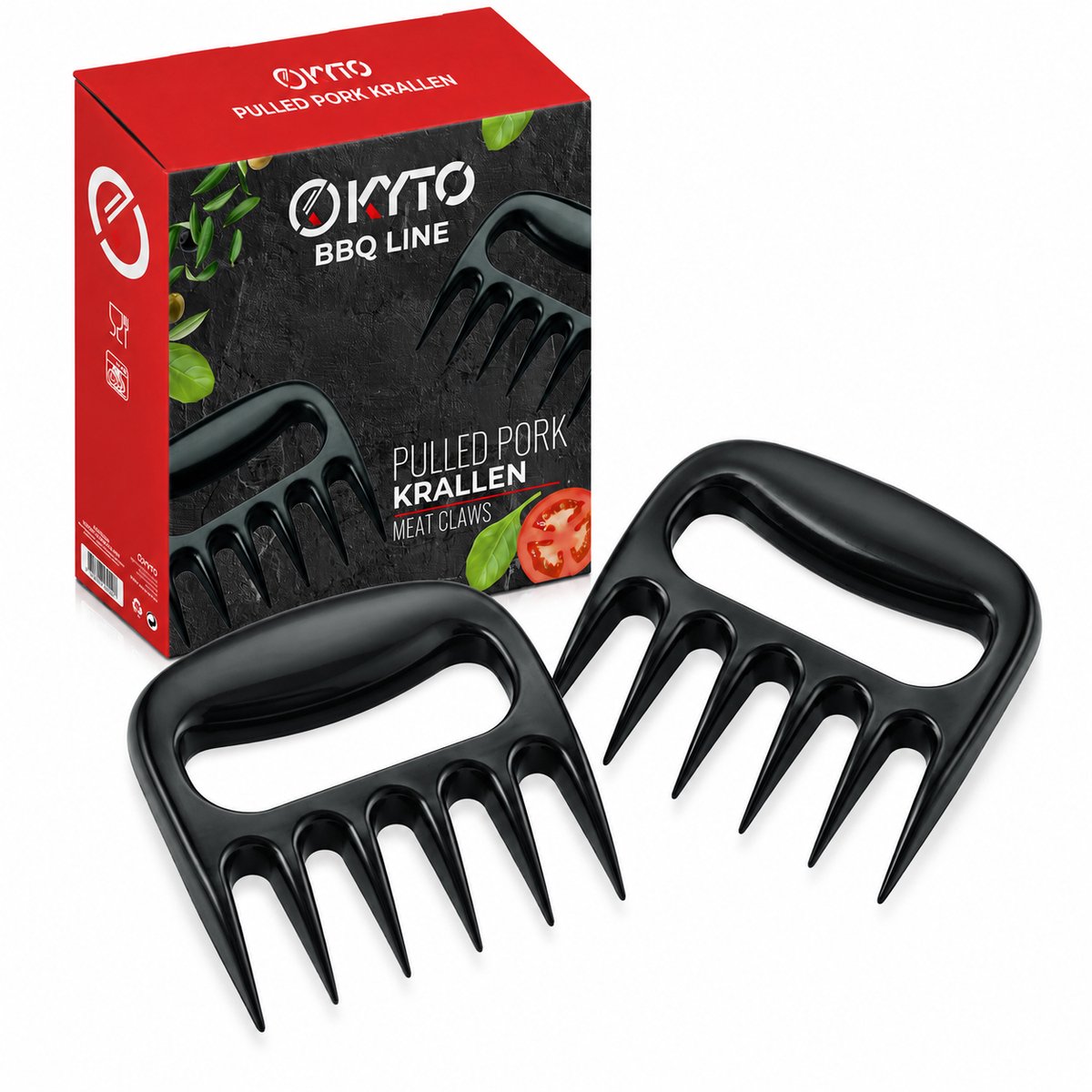 Kyto 2-delige set Pulled Pork Klauwen, BBQ Vleesklauwen Meat Claws - Grillaccessoires Berenklauwen van kunststof