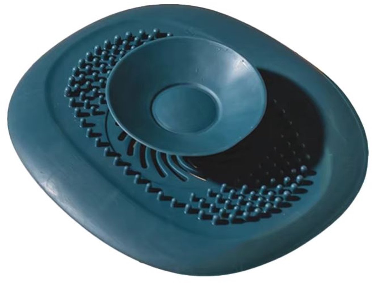 Gootsteenstop - Afvoerputje - Gootsteen zeef - Haarfilter - Haarvanger - Anti haar stop - Putje - Plug - Afvoerplug - Bad / douche / wasbak / wastafel - Drain hair catcher - Siliconen - Blauw - Jonyx
