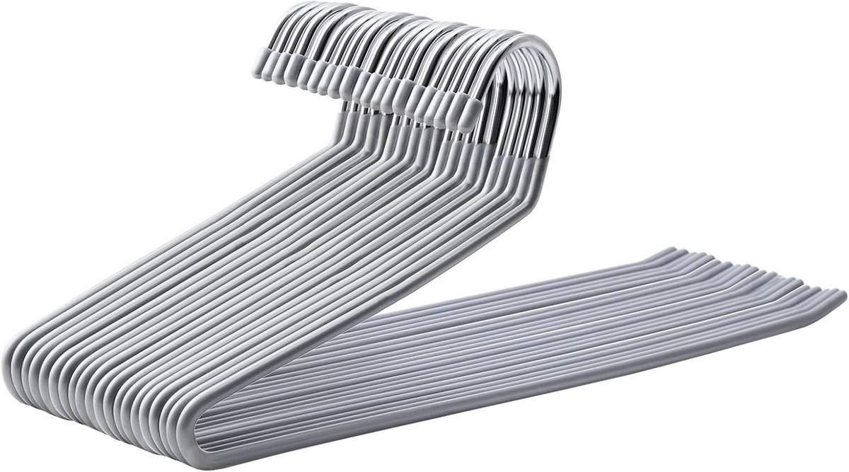 Famanu – Metalen broekhangers met open uiteinde, antislip coating en ruimtebesparend