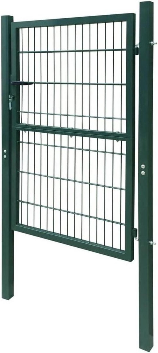 Tuinpoort - Hek met deur - Tuin afscheiden - Gepoedercoat staal - 106 x 190 cm - Groen
