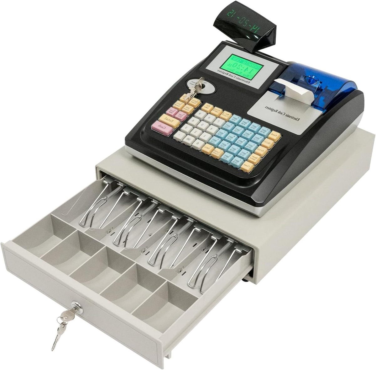 Elektronische Kassasysteem - POS Systeem Kassa - Winkeladministratie - Dubbel LED Display - 33.5x31x12cm - Zwart Wit