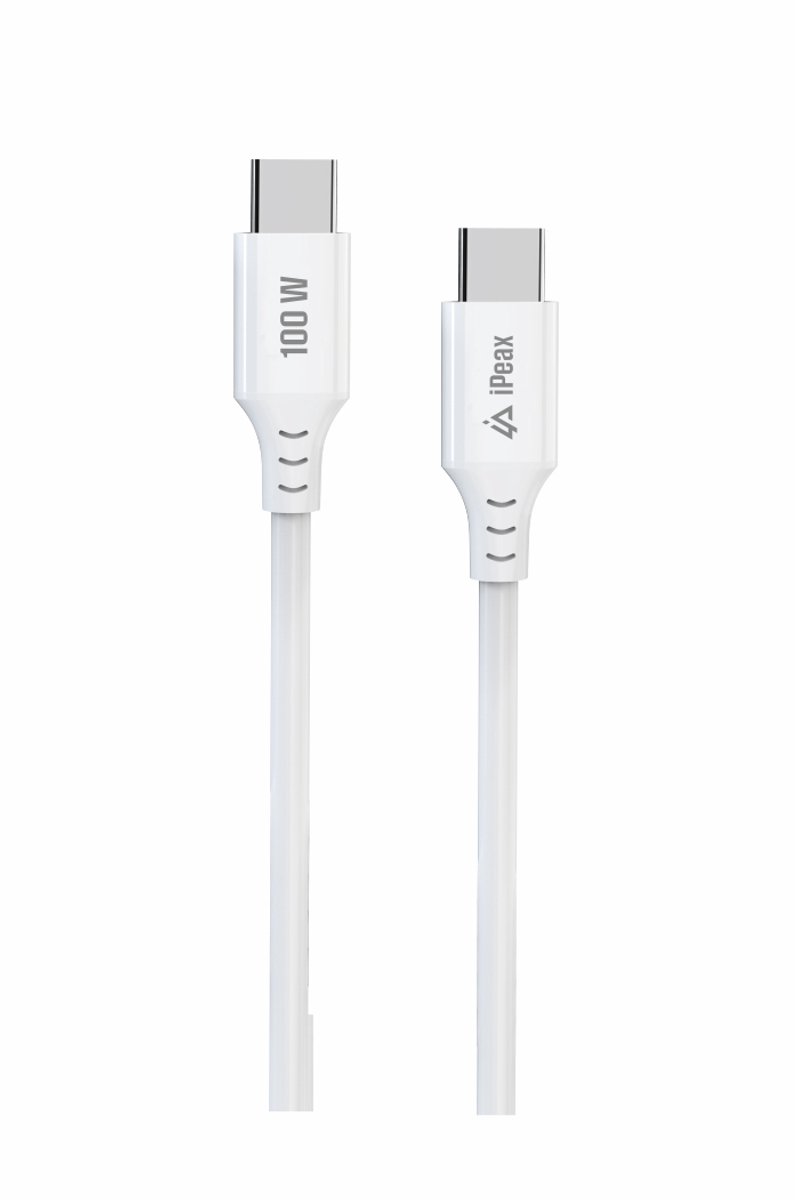 iPeax 100W USB-C naar USB-C Snellaad Kabel – 1,5 Meter – Wit