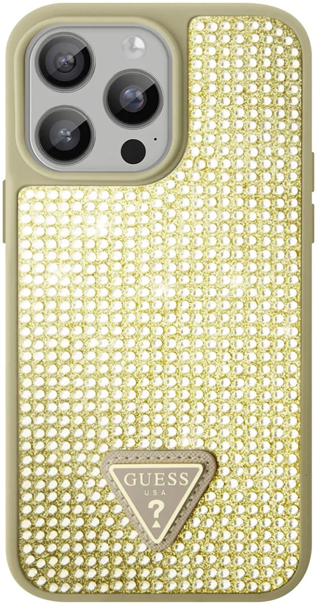 Guess Rhinestones Back Cover - Geschikt voor Apple iPhone 15 Pro (6.1") - Goud
