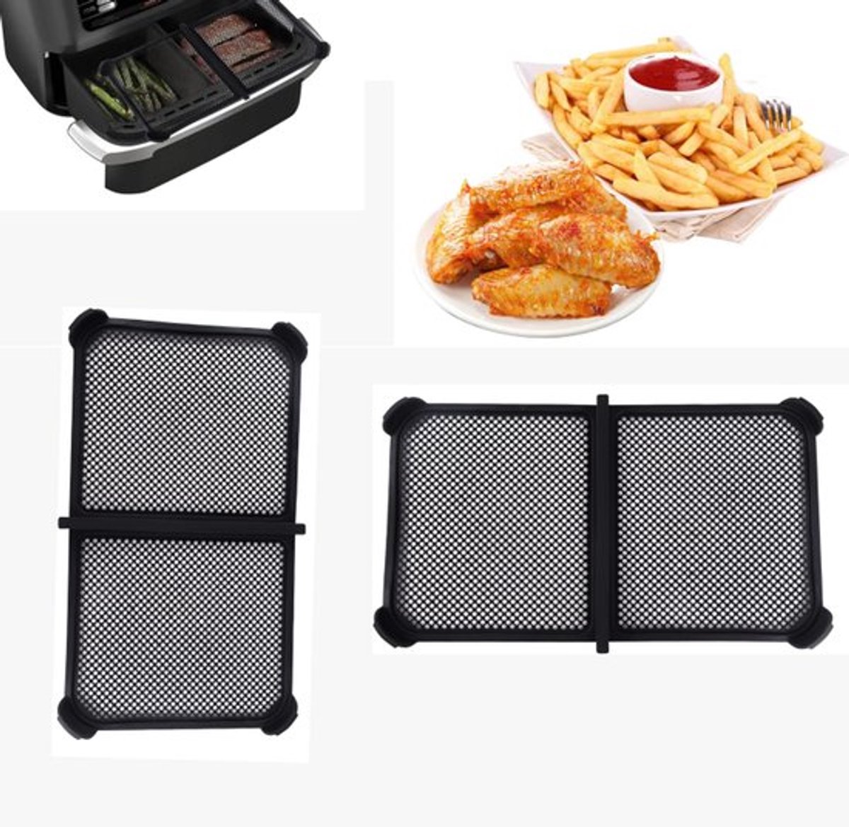 2-delige set Geschikt voor Ninja AF500 airfryer dubbele spatkap