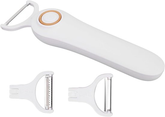Draagbare elektrische schiller voor groenten en fruit - 3-in-1 set voor appels, aardappelen en komkommers, ideaal keukengerei voor efficiënt schillen en snijden — afbeelding 5