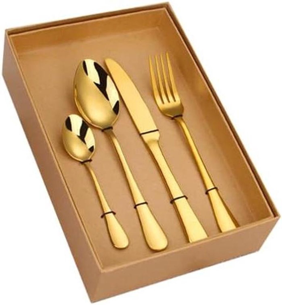 Bestekset 24-delig - Gouden servies - Tafel dekken - Gladde randen - 24 stuks - Goud