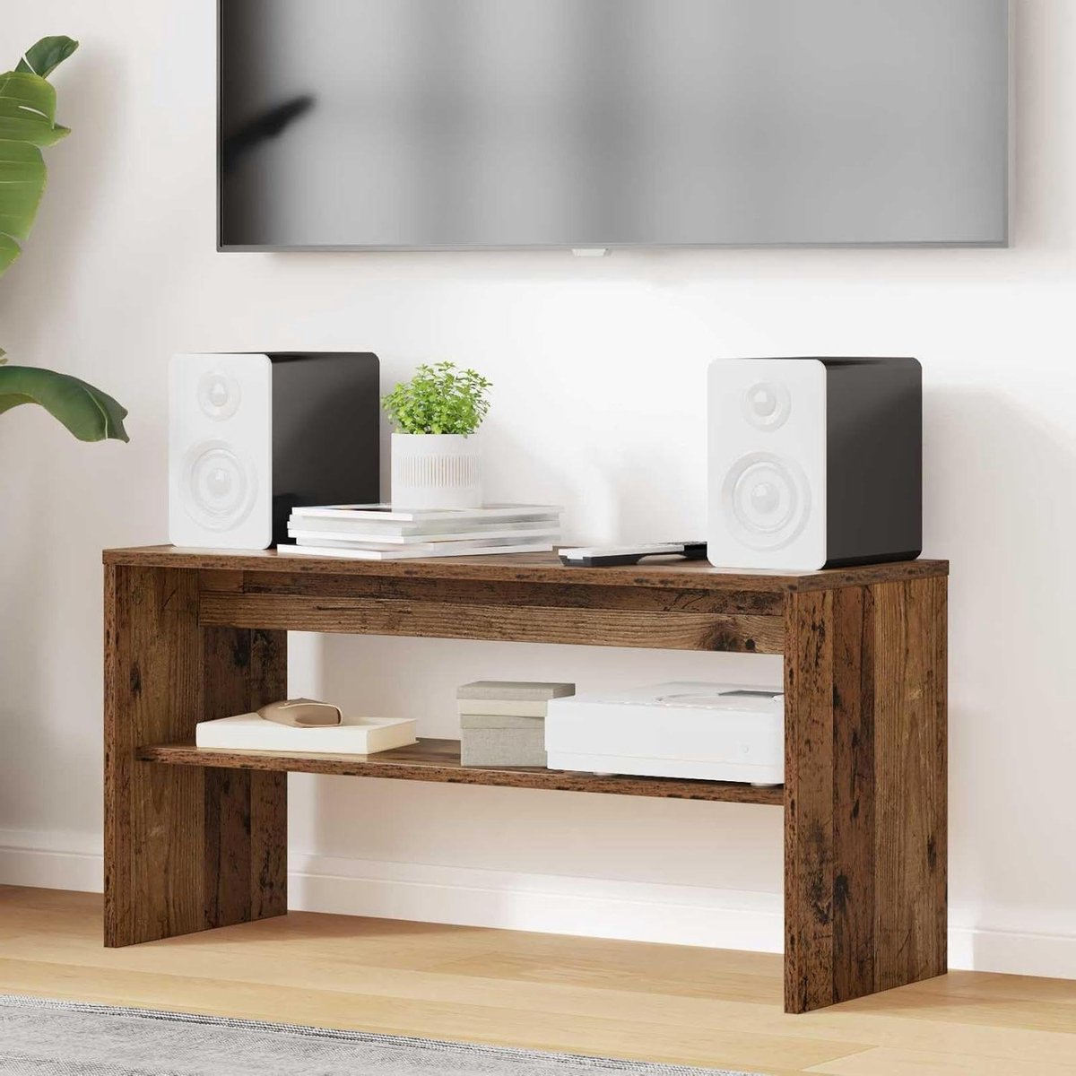 Tv-kast hout - Mediameubel - Woonkamer inrichten - Stabiele constructie - 80x30x40 cm - Oud hout