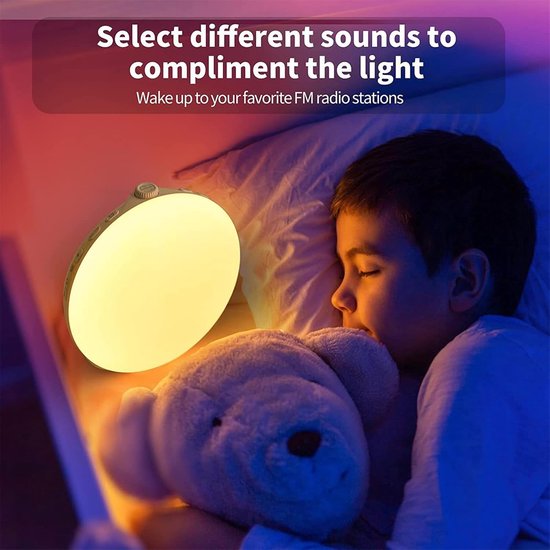 Wekker met Licht - Natuurlijk Wakker Worden - Rustig Ontwaken - Zonsopgang Simulatie - 20 Lichtniveaus - Wit — afbeelding 2