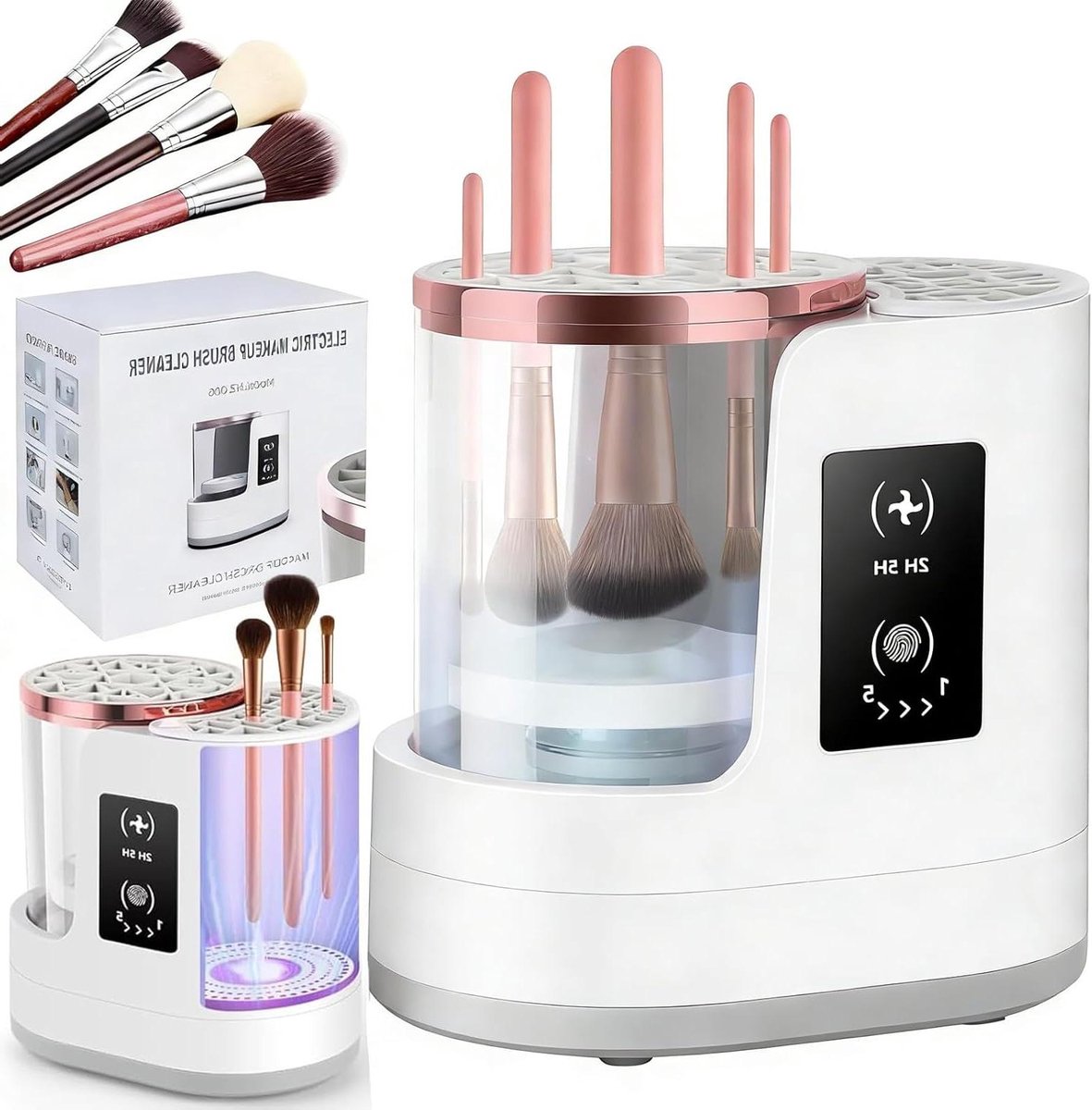 Make-upborstel Reiniger - Droger Apparaat - Make-up Hygiëne - 3-in-1 Functionaliteit - 185 cm - Wit