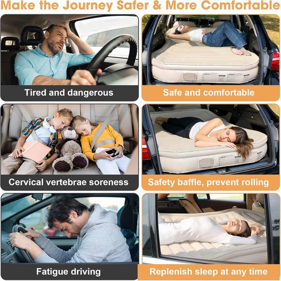 Luchtmatras met pomp - Auto luchtbed - Kamperen en reizen - Zelfopblazend - 22 cm dik - Kaki — afbeelding 4