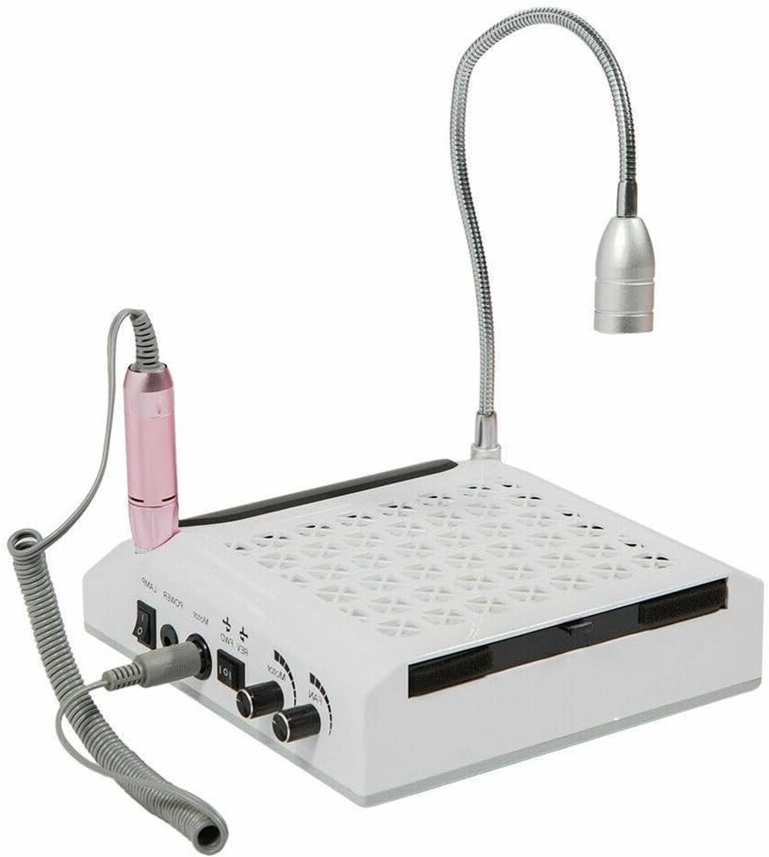 Professionele 4-in-1 Nagelvijl met LED Lamp en 30.000 RPM voor Manicure en Nagelverzorging, Inclusief Nagelstofafzuiger en Elektrische Nagelvijl voor Salons