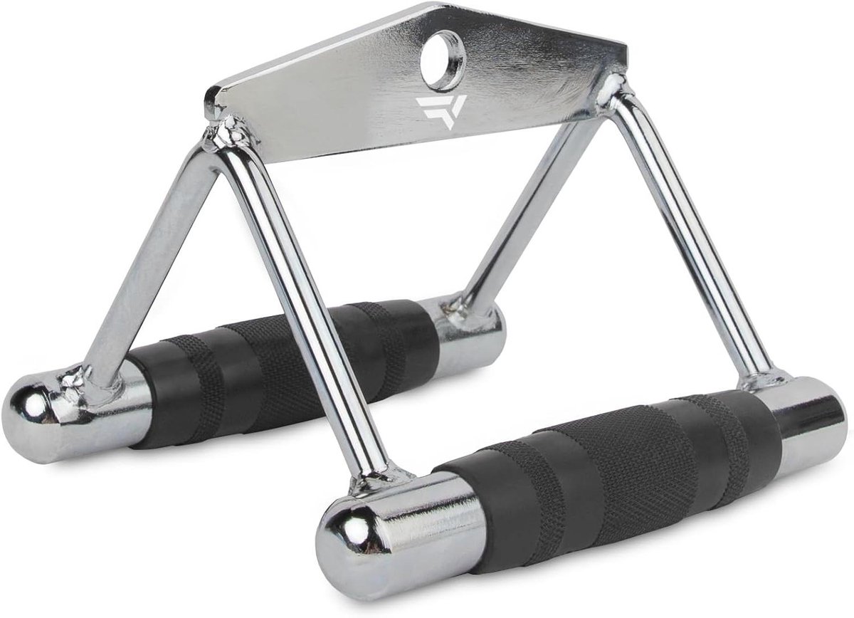 Roeistang Kabelgreep - Handgreep Fitness - Gerichte Rugtraining - Ergonomische Handgrepen - 14x11x14 cm - Zilver