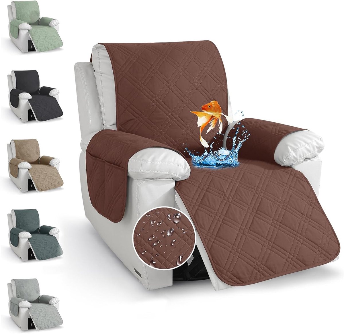 Beschermhoes voor Relaxfauteuil met Armleuningen en Opbergvakken, Zachte en Wasbare Stoelhoes, 59 x 203 cm, Antislip en Vlekbestendig, Ideaal voor Huisdieren en Vlekken