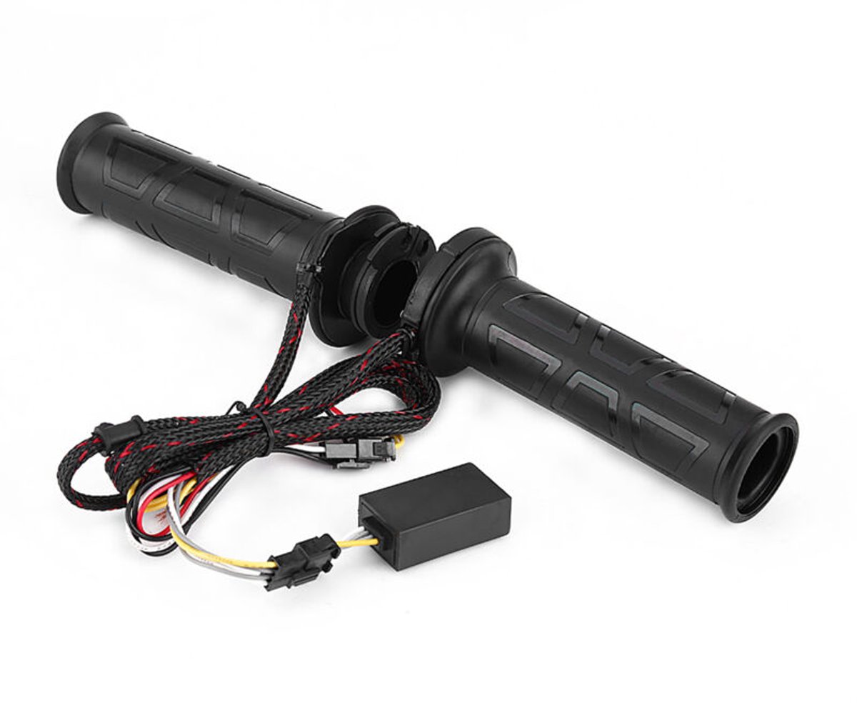 Een paar elektrisch verwarmde motorstuurstangen, 22 mm (7/8 inch).