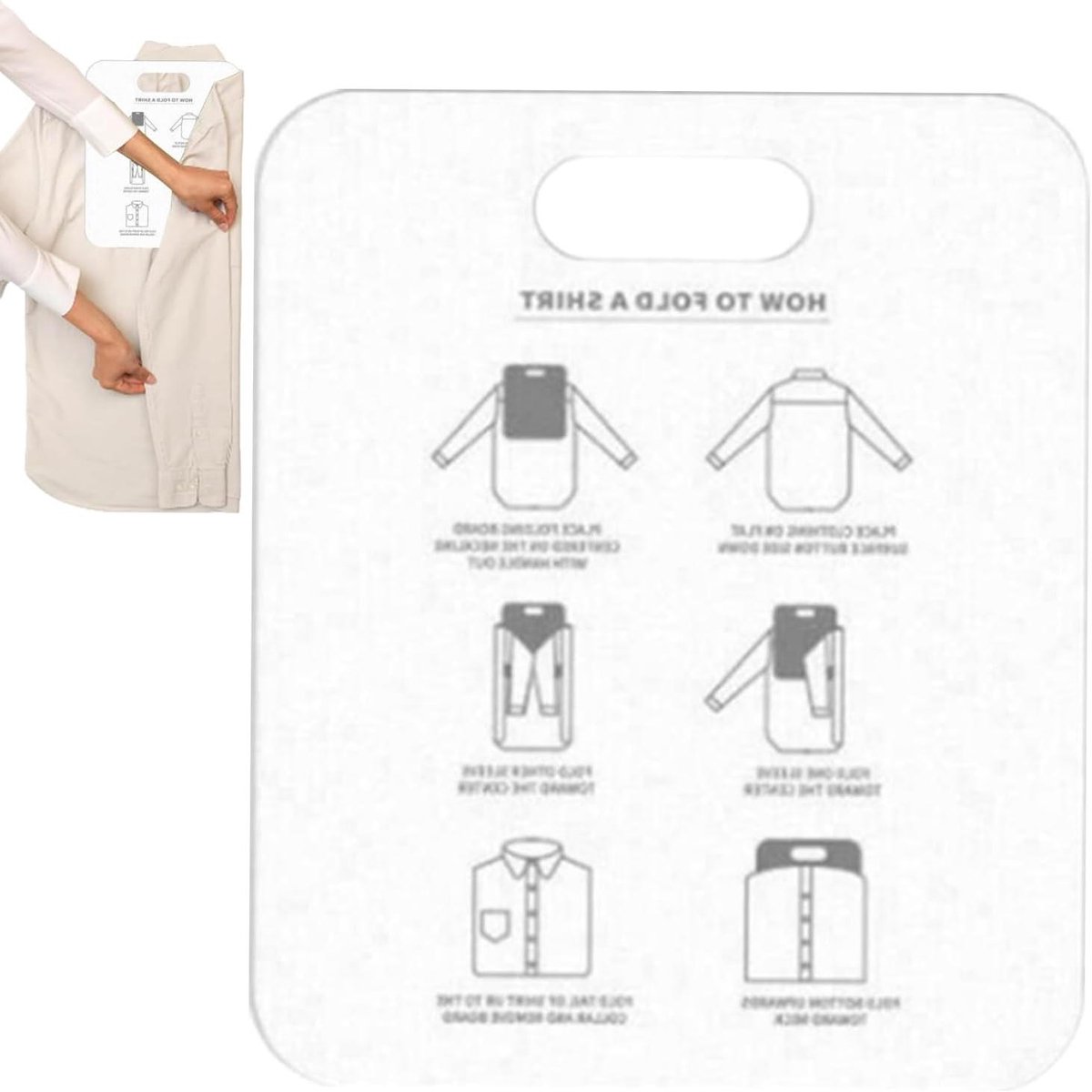 Vouwplank Kleding - Washulp Snel - Kleding Opvouwen - Duurzaam Materiaal - 30 cm - Wit