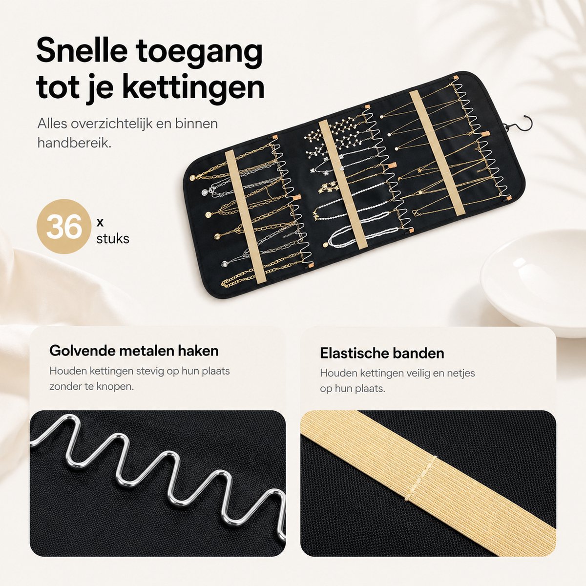 BOTC Sieraden Organizer - Opbergsysteem Tweezijdig - Sieraden Opbergers - Juwelendoos - Zwart — cadeau in Wonen & Interieur - foto 8