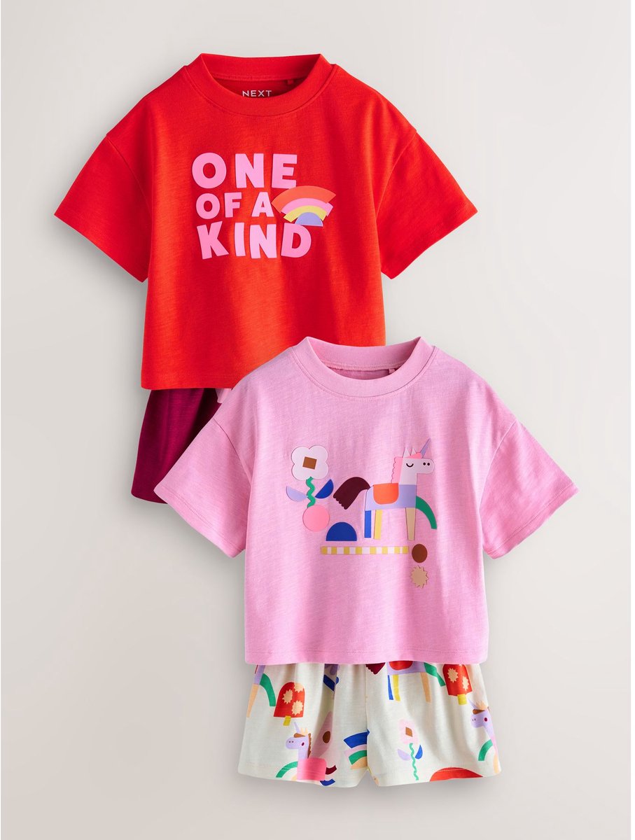 Next - Meisjes - Top & short in set van 2 - Rood